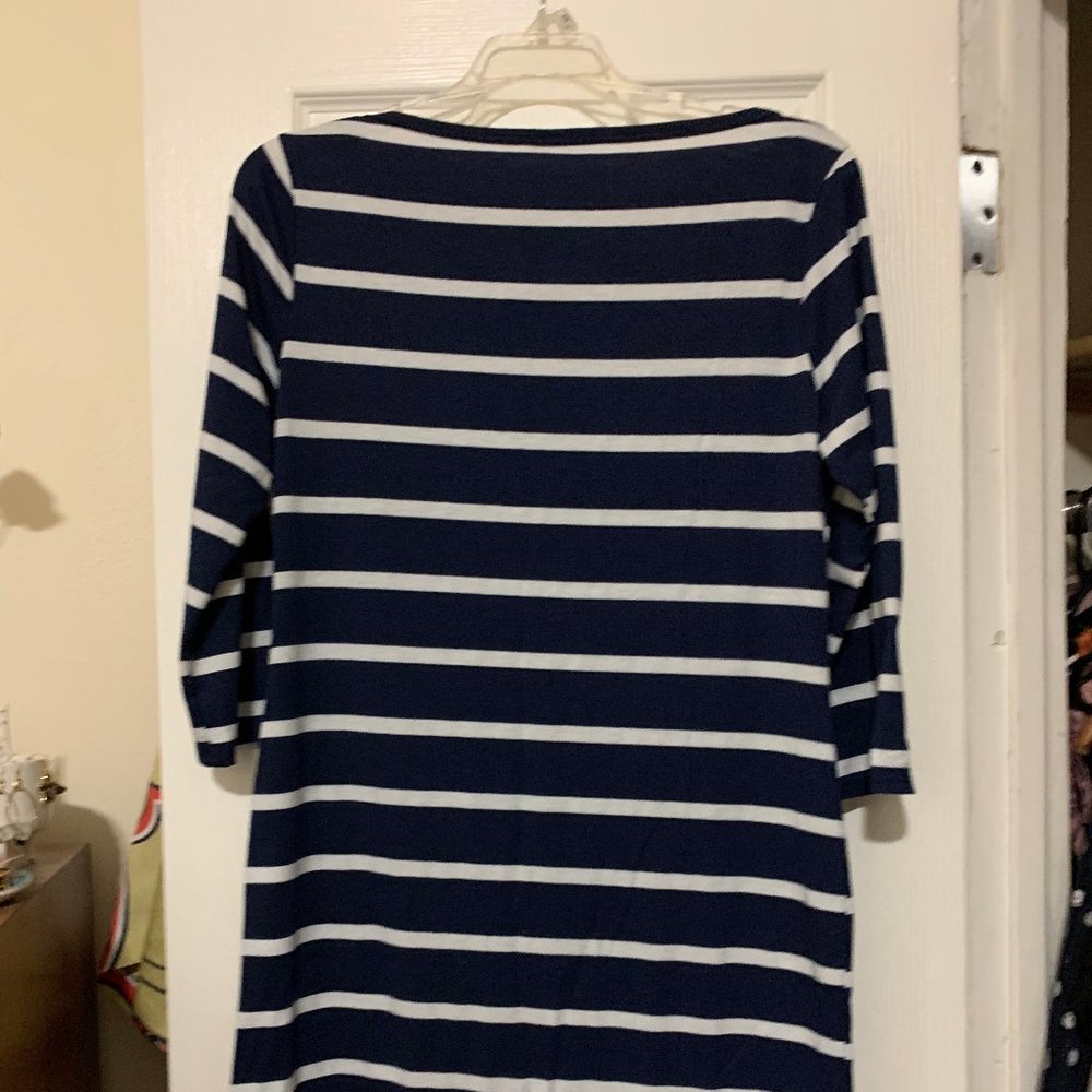 Navy & White Stripe Boatneck Dress, XL